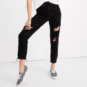 Madewell Black Destroyed The Mom Jean